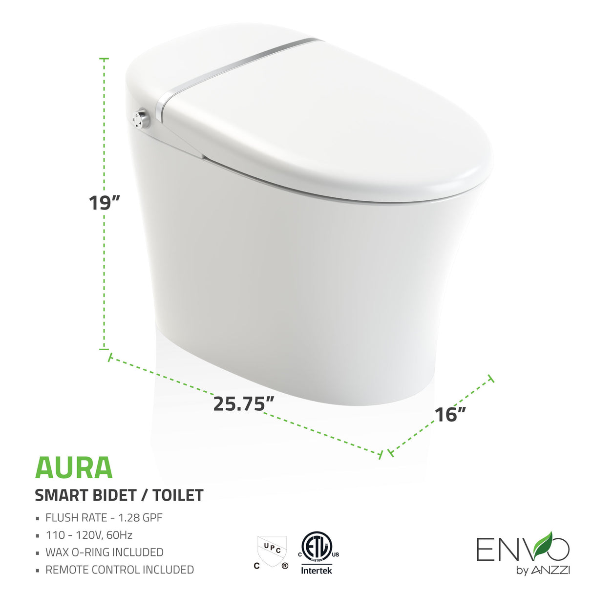 ENVO Aura Smart Toilet Bidet with Remote & Auto Flush