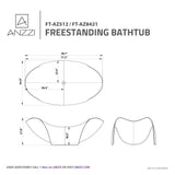 ANZZI FT-AZ8421 Kerife 6.5 ft. Solid Surface Center Drain Freestanding Bathtub in Matte White
