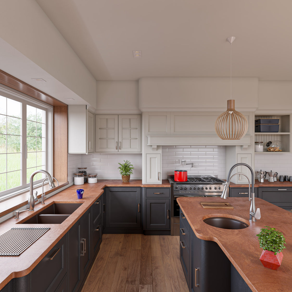 ALFI brand AB3420UM-C Chocolate 34" Undermount Double Bowl Granite Composite Kitchen Sink