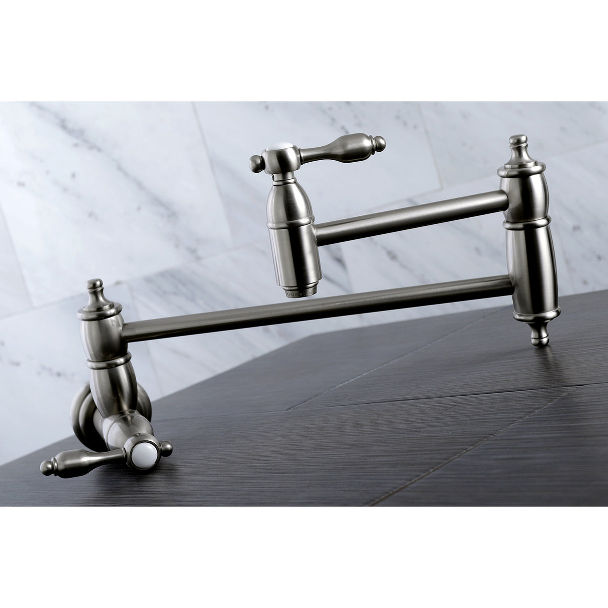 Kingston Brass KS3108TAL Tudor Wall Mount Pot Filler Kitchen Faucet, Brushed Nickel