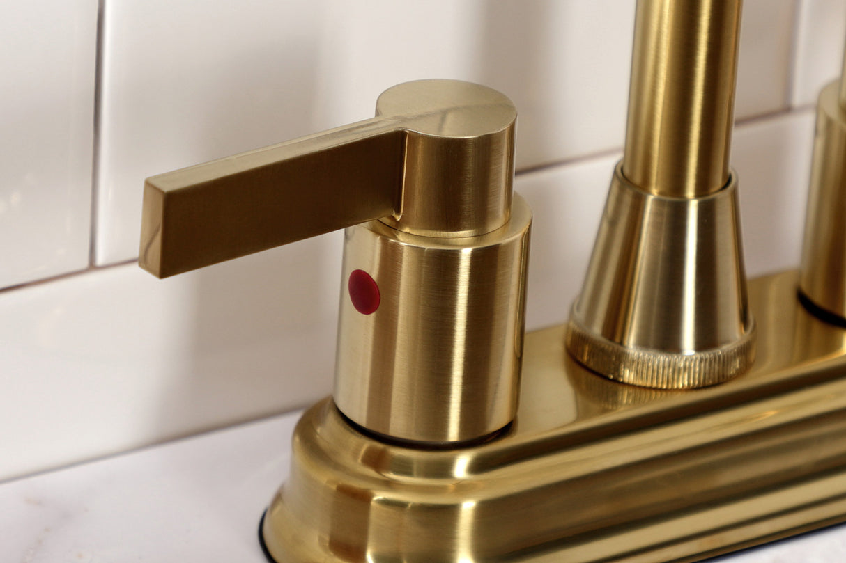 Kingston Brass KB8497NDL NuvoFusion 4" Centerset Bar Faucet, Brushed Brass