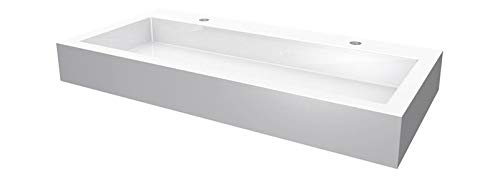 Aquabrass Aquabrass-ABCB17402WHGL Aquabrass ABCB17402WHGL 17402 Lugano Countertop Sink-Two Holes-1000*480*120 White Gloss