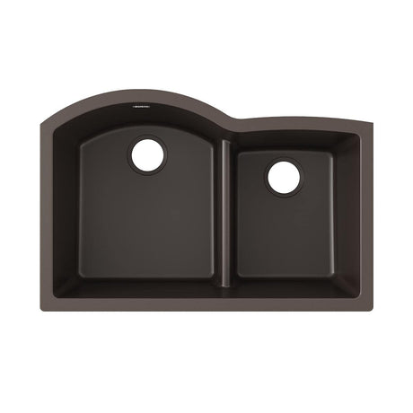 Elkay ELGHU3322RMC0 Elkay Quartz Classic 33" x 22" x 10", Offset 60/40 Double Bowl Undermount Sink with Aqua Divide, Mocha