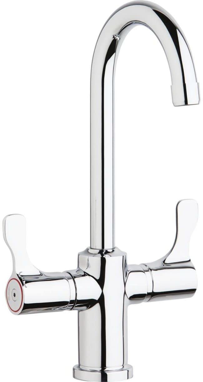 Elkay LKD208813C Elkay Single Hole 12-1/2" Deck Mount Faucet with Gooseneck Spout Twin Lever Handles Chrome