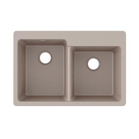 Elkay ELG250RGR0 Elkay Quartz Classic 33" x 22" x 9-1/2", Offset Double Bowl Drop-in Sink, Greige