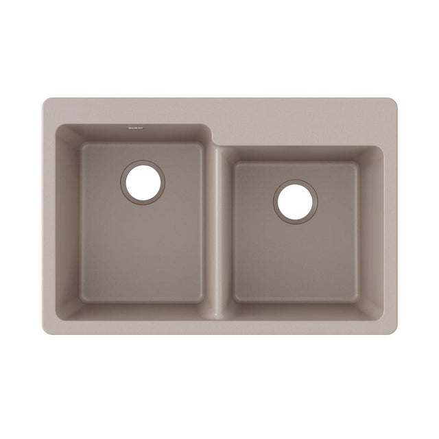 Elkay ELG250RGR0 Elkay Quartz Classic 33" x 22" x 9-1/2", Offset Double Bowl Drop-in Sink, Greige