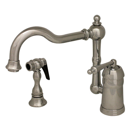 Whitehaus 471224 3-3190 9" Legacyhaus single lever handle faucet w/traditional swivel spout and solid brass side spray Polished Chrome