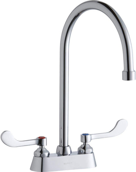 Elkay LK406GN08T4 Elkay 4" Centerset with Exposed Deck Faucet with 8" Gooseneck Spout 4" Wristblade Handles Chrome
