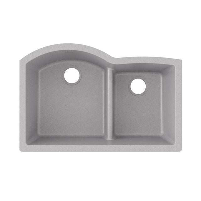 Elkay ELGHU3322RGS0 Elkay Quartz Classic 33" x 22" x 10", Offset 60/40 Double Bowl Undermount Sink with Aqua Divide, Greystone