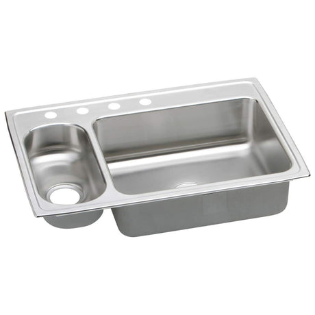 Elkay LMR33223 Elkay Lustertone Classic Stainless Steel 33" x 22" x 7-7/8", 3-Hole 30/70 Double Bowl Drop-in Sink