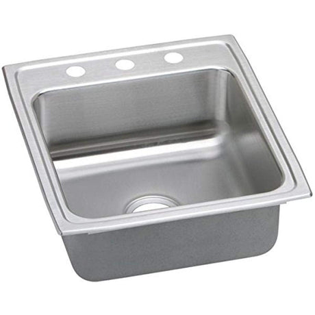 Elkay LRAD2022503 Elkay Lustertone Classic Stainless Steel 19-1/2" x 22" x 5", 3-Hole Single Bowl Drop-in ADA Sink