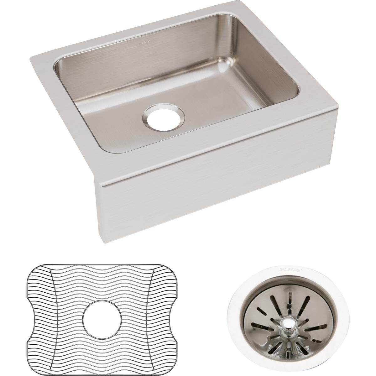 Elkay ELUHF2520DBG Elkay Lustertone Classic Stainless Steel 25" x 20-1/2" x 7-7/8", Single Bowl Farmhouse Sink Kit