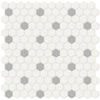 SOHO CANVAS WHITE W/ LOFT GREY MATTE GLAZED PORCELAIN HEXAGON MOSAIC 1" Case  ( 10 EACH )
