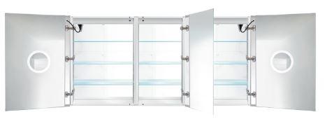 Krugg Svange 6636D LRR LED Medicine Cabinet 66"x36" Recessed or Surface Mount Mirror Cabinet w/Dimmer & Defogger + 3X Makeup Mirror Inside & Outlet + USB, Krugg, Krugg - POSHHAUS