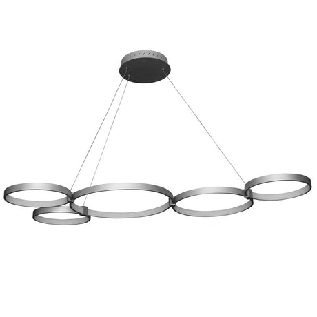 Vonn VMC32410AL 55" LED Chandelier, Multi-Ring Adjustable Hanging Light, Modern Chandelier Lighting, Capella Collection Silver, Vonn Lighting, Chandeliers, PoshHaus Keene, Vonn Lighting - POS