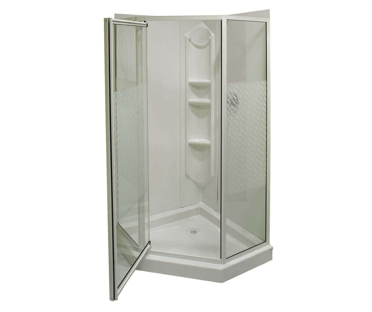 MAAX 101694-000-129-106 38 Himalaya 38 x 38 Polystyrene Center Drain Shower Kit in White with Design 47 glass in White