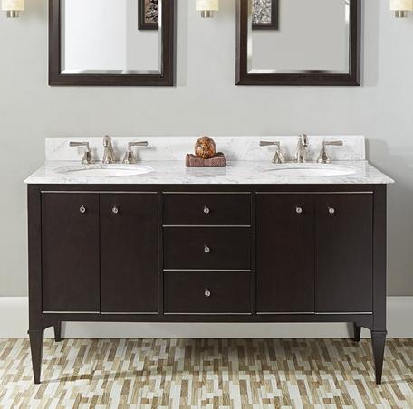 Charlottesville w/Nickel 60" Double Bowl Vanity - Door - Vintage Black