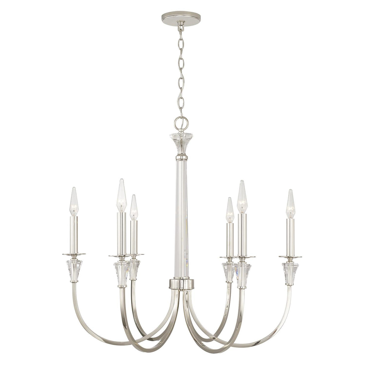 Capital Lighting 441861PN Laurent 6 Light Chandelier Polished Nickel