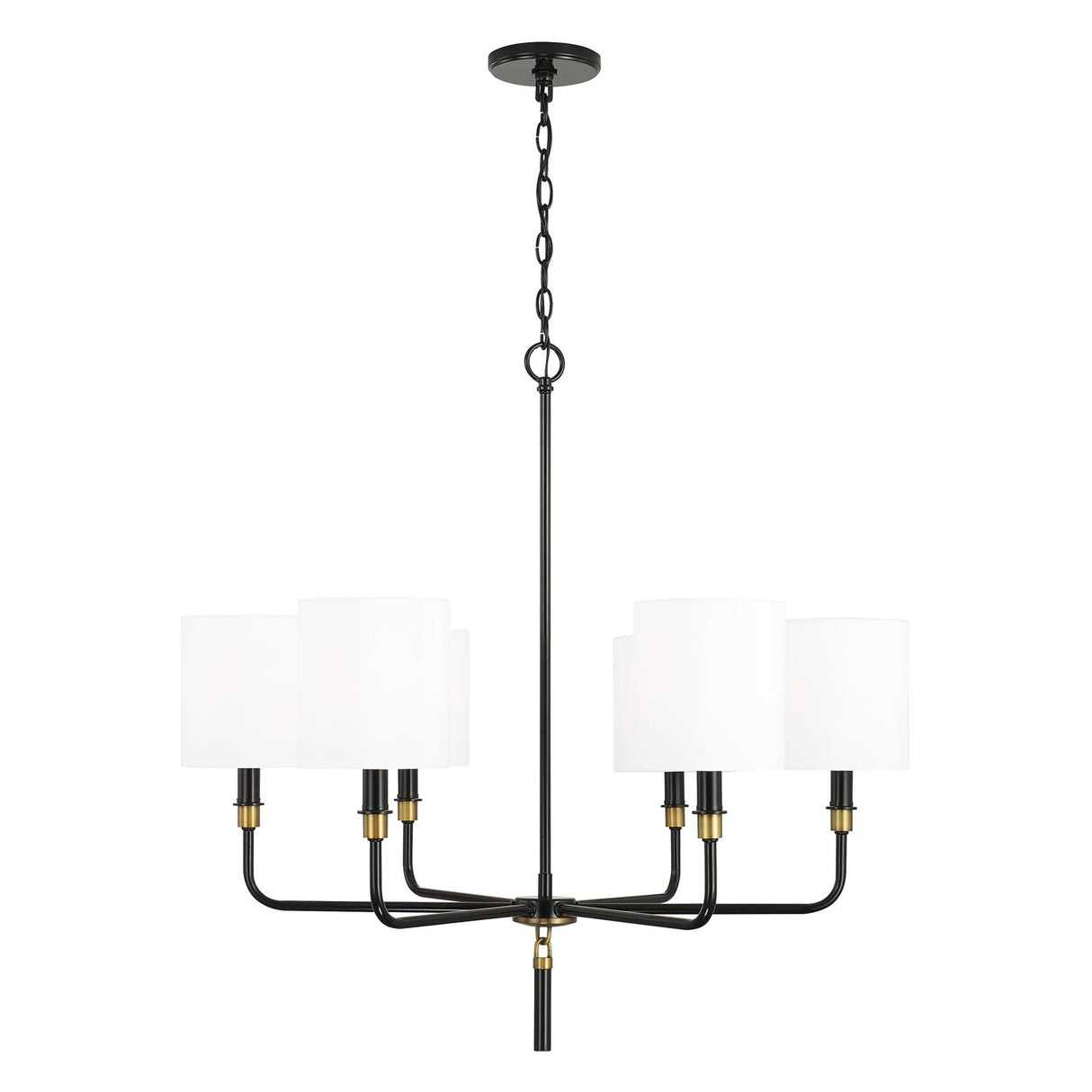 Capital Lighting 441961YA-702 Beckham 6 Light Chandelier Glossy Black and Aged Brass