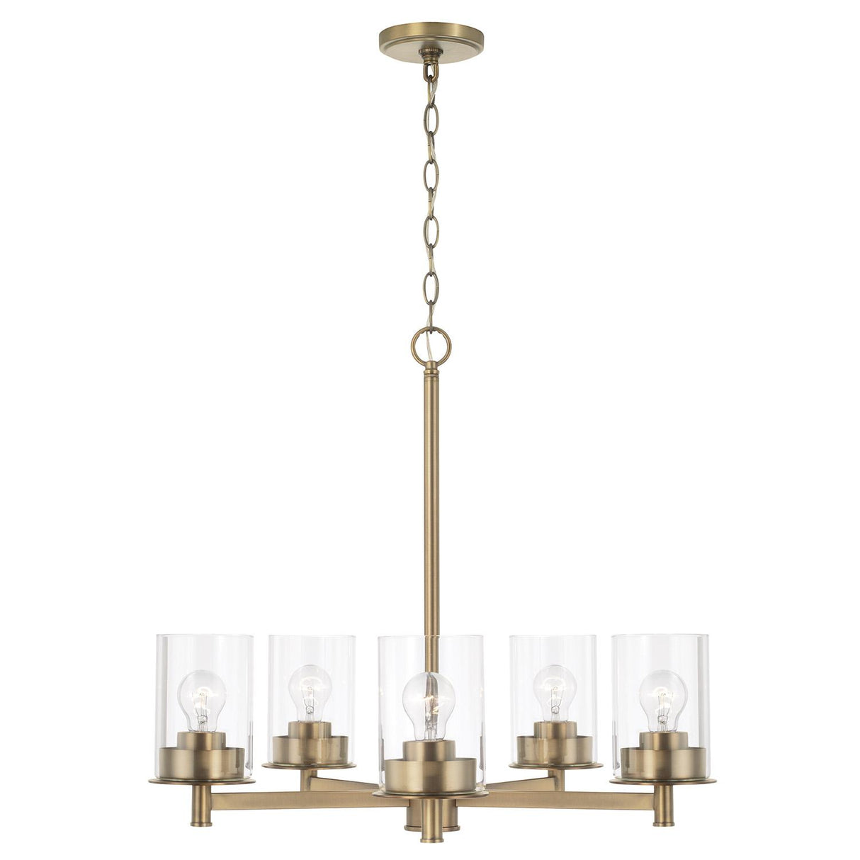 Capital Lighting 446851AD-532 Mason 5 Light Chandelier Aged Brass