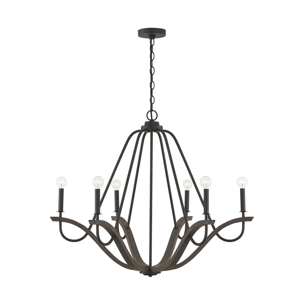 Capital Lighting 447661CK Clive 6 Light Chandelier Carbon Grey and Black Iron