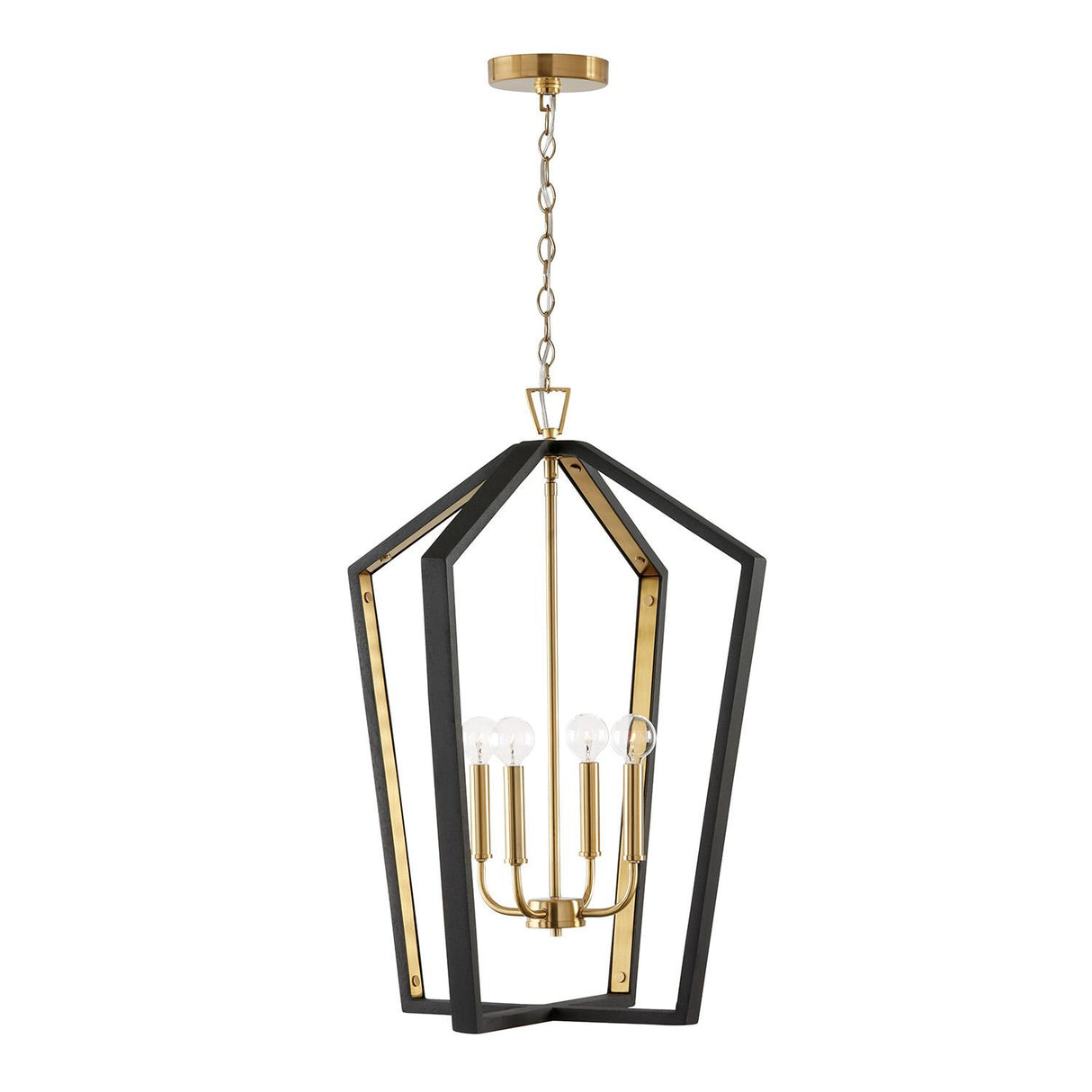 Capital Lighting 344541KM Maren 4 Light Pendant Flat Black and Matte Brass