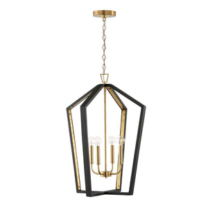 Capital Lighting 344541KM Maren 4 Light Pendant Flat Black and Matte Brass