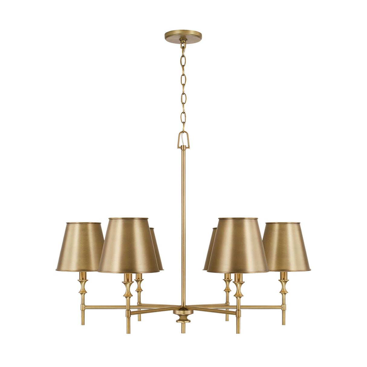 Capital Lighting 449761AD-707 Whitney 6 Light Chandelier Aged Brass