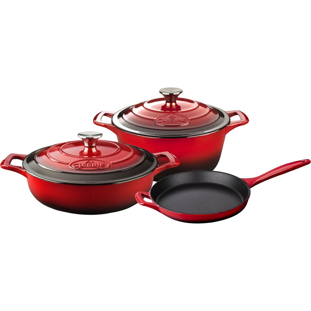 La Cuisine LC 2600 5 pc set, 3.75QT Saute w/lid, 6.5QT Round w/lid, 10" Fry Pan