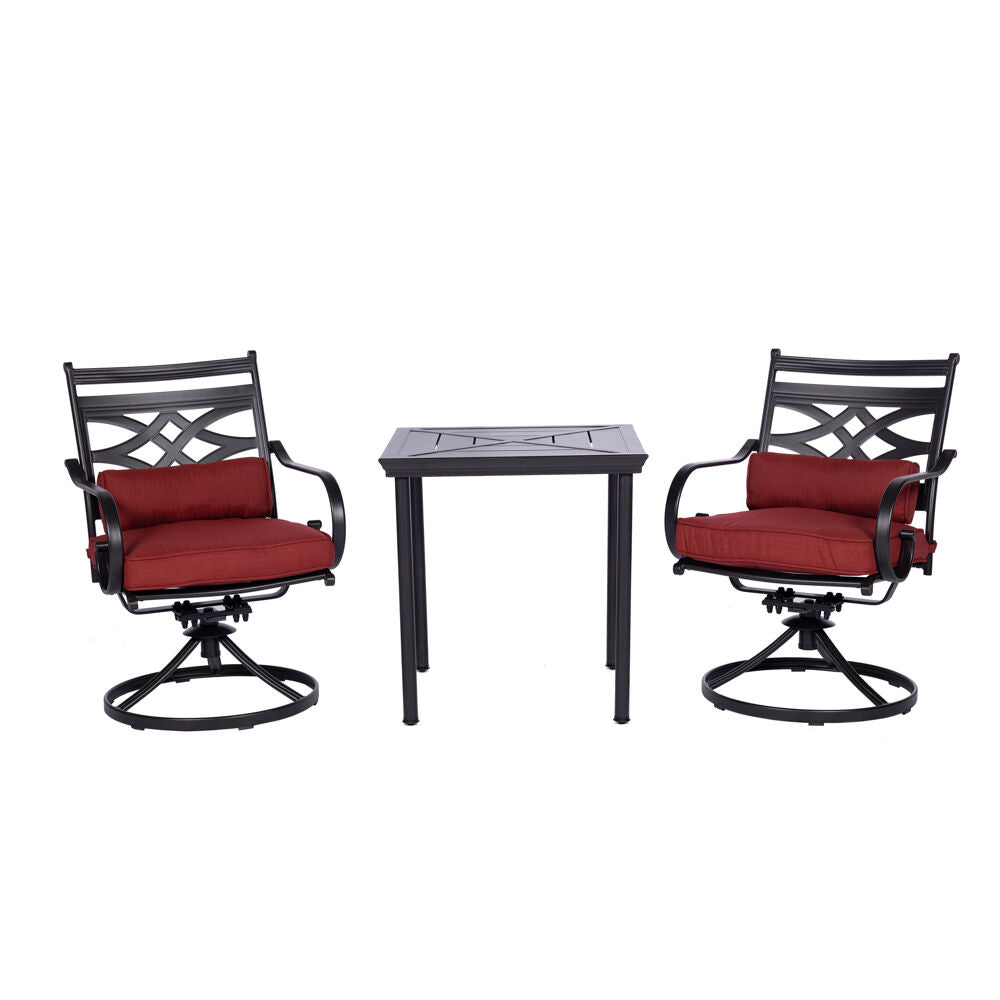 Hanover MCLRDN3PCSW2-CHL Montclair3pc: 2 Swivel Rockers, 27" Square BistroTable