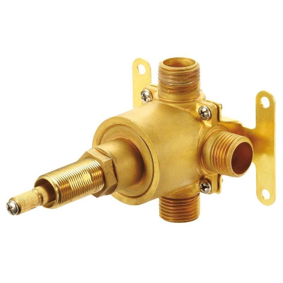 Rough Brass Single Handle 1/2" 3-port/2-outlet Diverter Valve, 4 PO...