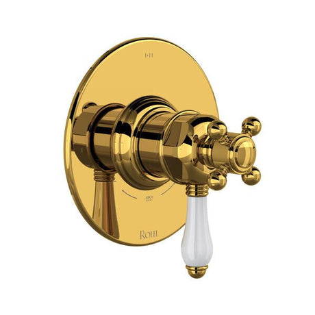 1/2" Therm & Pressure Balance Trim with 3 Functions (Shared) Unlacquered Brass