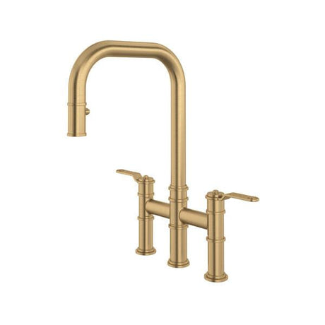 Armstrong™ Pull-Down Bridge Kitchen Faucet With U-Spout Satin English Gold