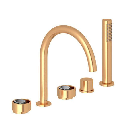Eclissi™ 5-Hole Deck Mount Tub Filler With C-Spout Satin Gold/Polished Chrome