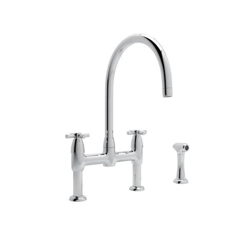Holborn™ Bridge Kitchen Faucet With C-Spout and Side Spray Polished Chrome
