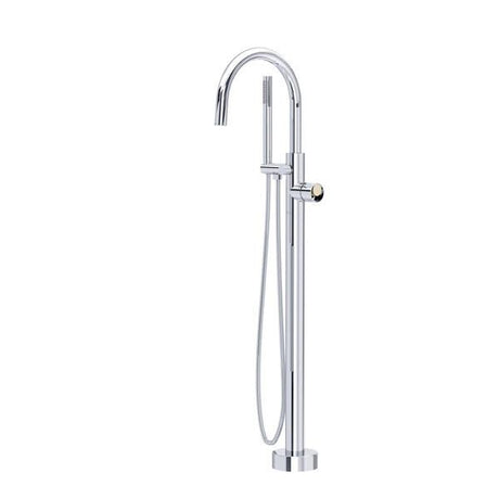 Eclissi™ Single Hole Floor Mount Tub Filler Trim With C-Spout Polished Chrome/Satin Nickel