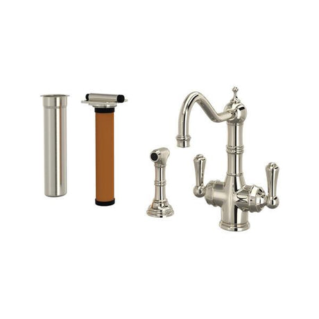Edwardian™ Two Handle Filter Kitchen Faucet Kit With Side Spray Polished Nickel