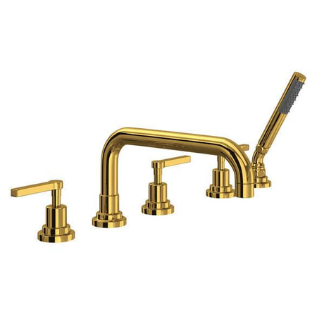 Lombardia® 5-Hole Deck Mount Tub Filler With U-Spout Unlacquered Brass