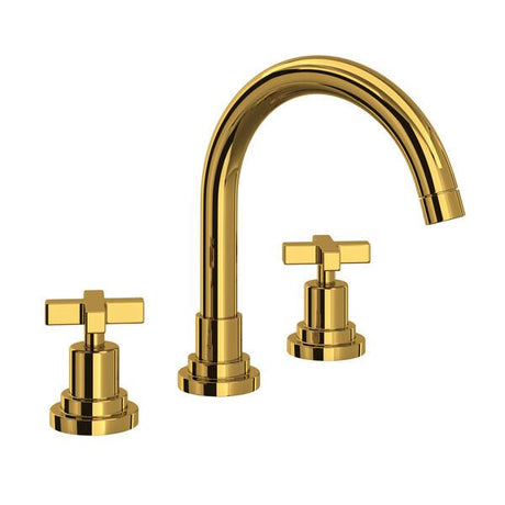 Lombardia® Widespread Lavatory Faucet With C-Spout Unlacquered Brass