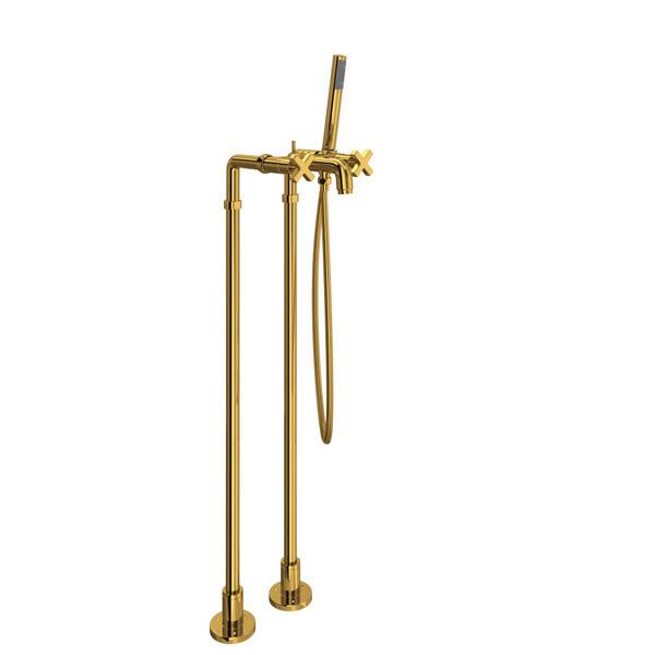 Lombardia® Floor Mount Tub Filler Unlacquered Brass