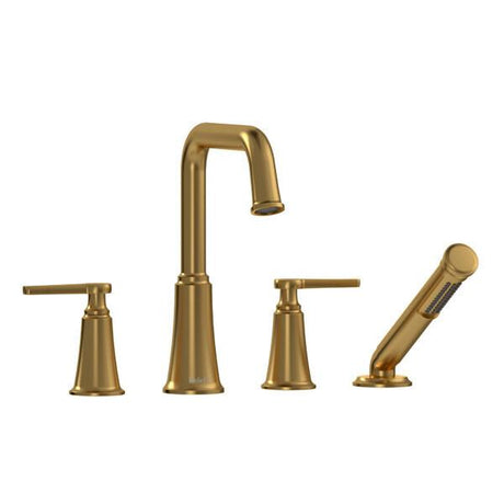 Momenti™ 4-Hole Deck Mount Tub Filler With U-Spout Brushed Gold