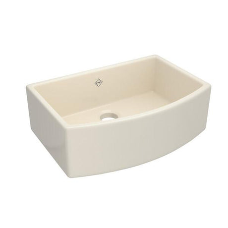Waterside™ 30" Single Bowl Farmhouse Bowed Apron Front Fireclay Kitchen Sink Parchment