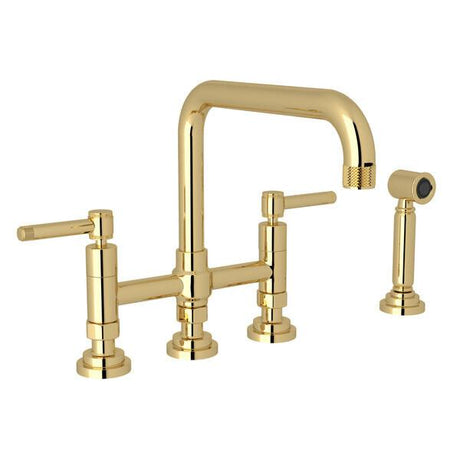 Campo™ Bridge Kitchen Faucet With Side Spray Unlacquered Brass
