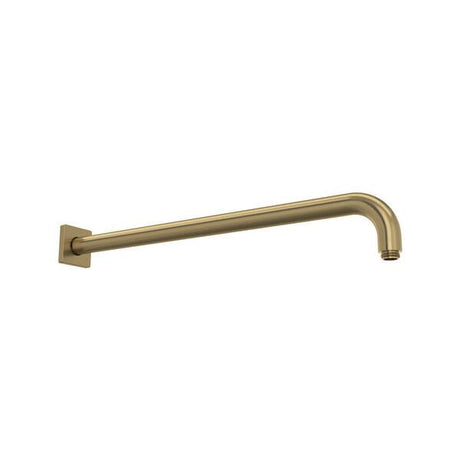 20" Reach Wall Mount Shower Arm With Square Escutcheon Antique Gold