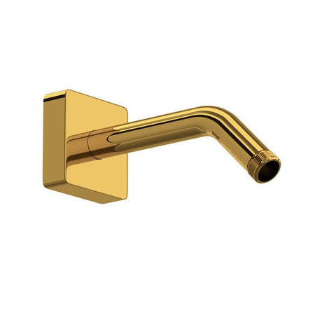 7" Reach Wall Mount Shower Arm With Square Escutcheon Unlacquered Brass