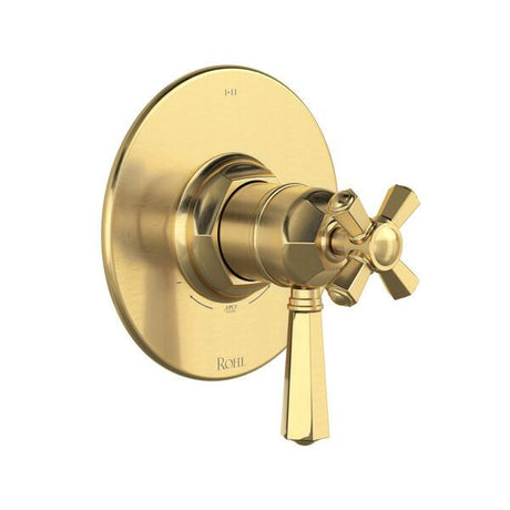 1/2" Therm & Pressure Balance Trim with 3 Functions (Shared) Satin Unlacquered Brass