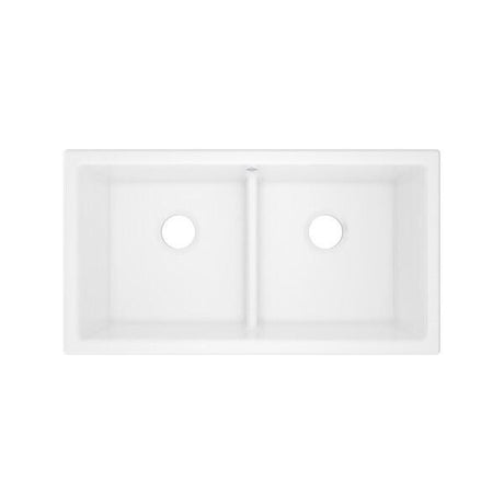 Shaker™ 33" Double Bowl Undermount Fireclay Kitchen Sink White (WH)