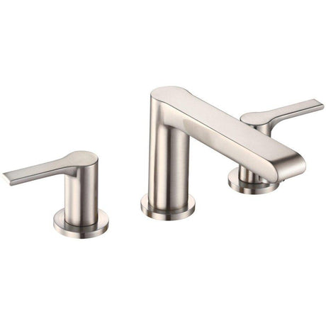 Brushed Nickel South Shore Two Handle Widespread Lavatory Faucet
