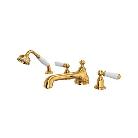 Edwardian™ 4-Hole Deck Mount Tub Filler With Low Spout English Gold