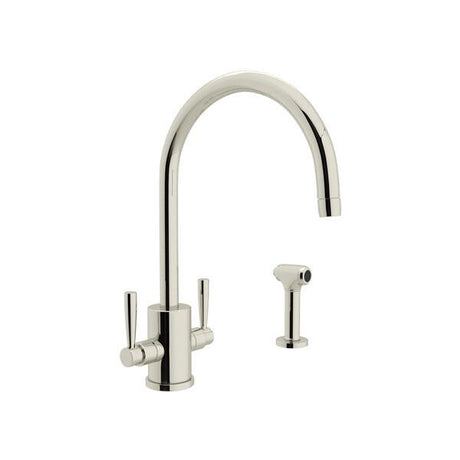Holborn™ Two Handle Kitchen Faucet With C-Spout and Side Spray Polished Nickel